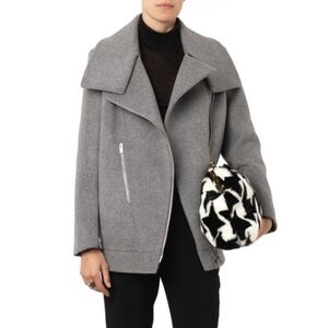 Stella Mccartney Fernanda Gray Wool Biker Jacket XS